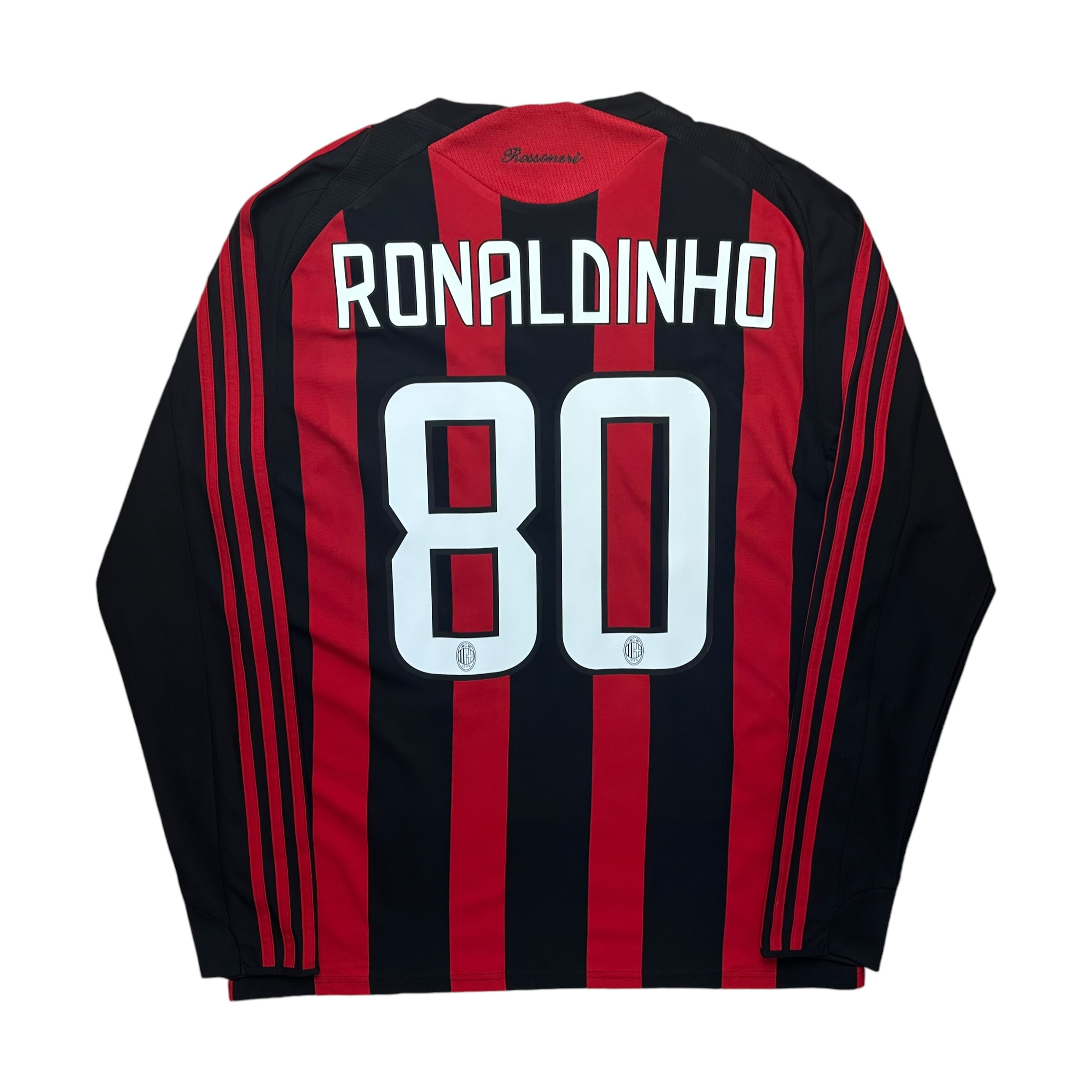 Ac Milan 2008-09 Home L/S Shirt (M) Ronaldinho #80