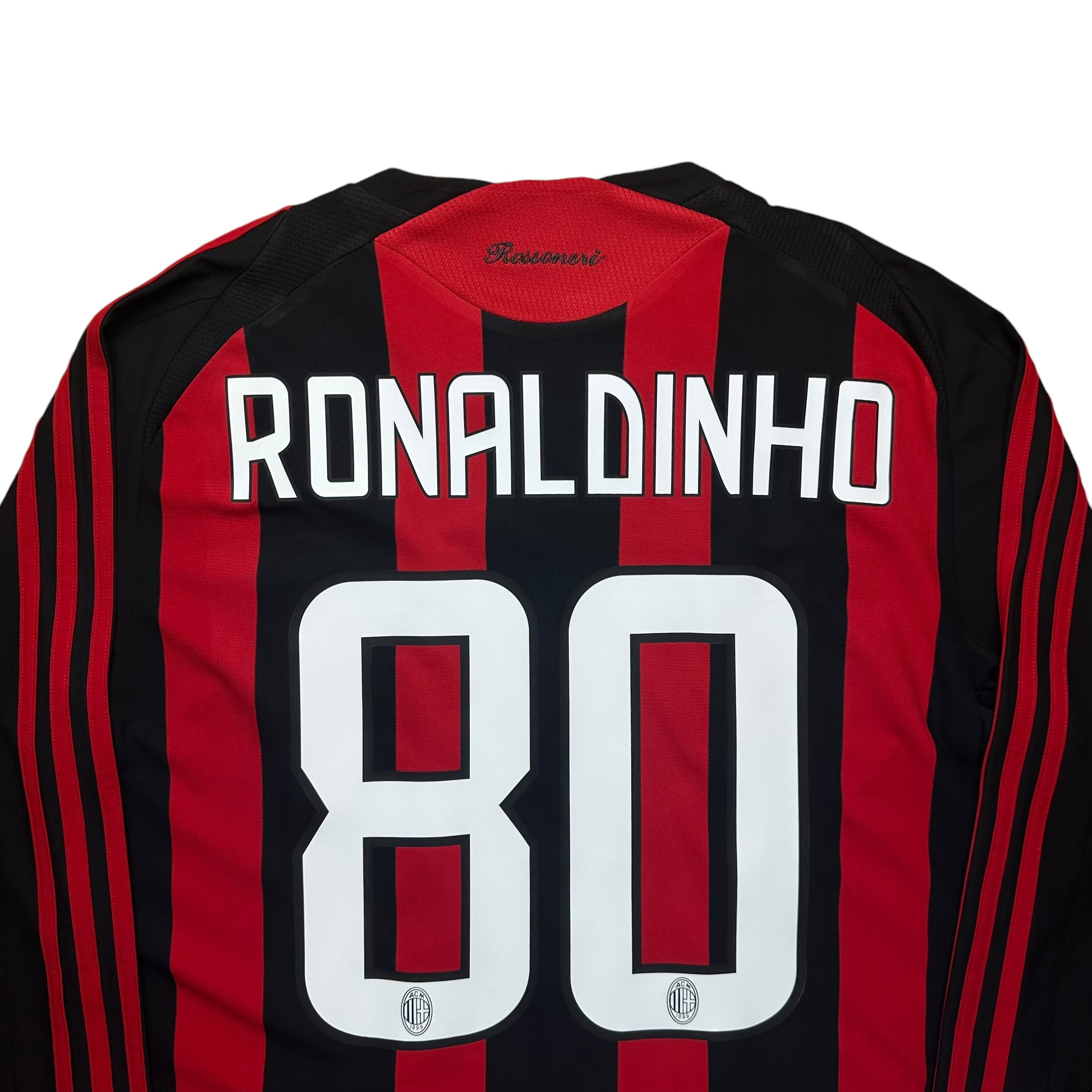 Ac Milan 2008-09 Home L/S Shirt (M) Ronaldinho #80