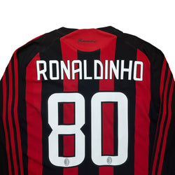 Ac Milan 2008-09 Home L/S Shirt (M) Ronaldinho #80