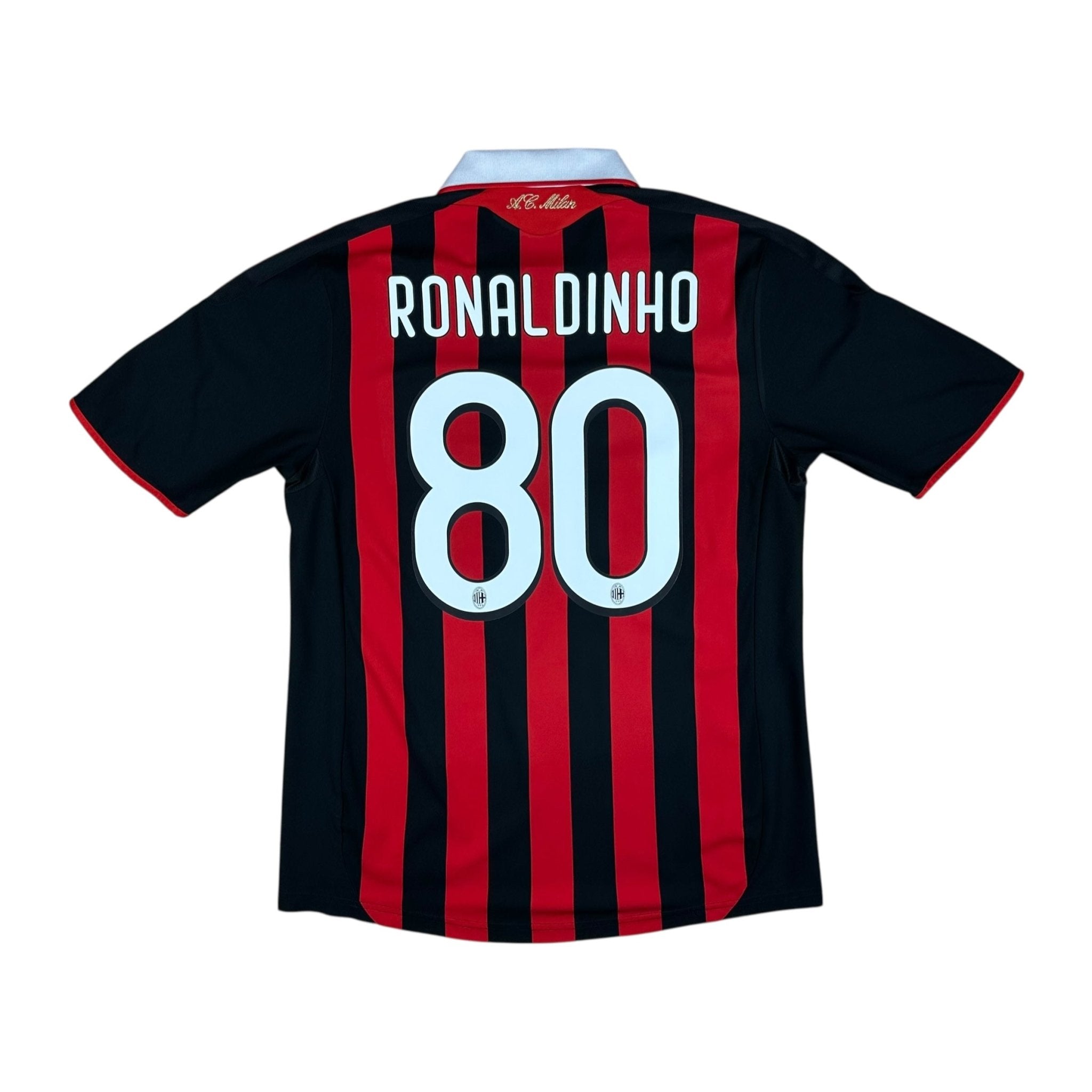 AC Milan 2009-10 Home Shirt (M) Ronaldinho #80 - Kitplug