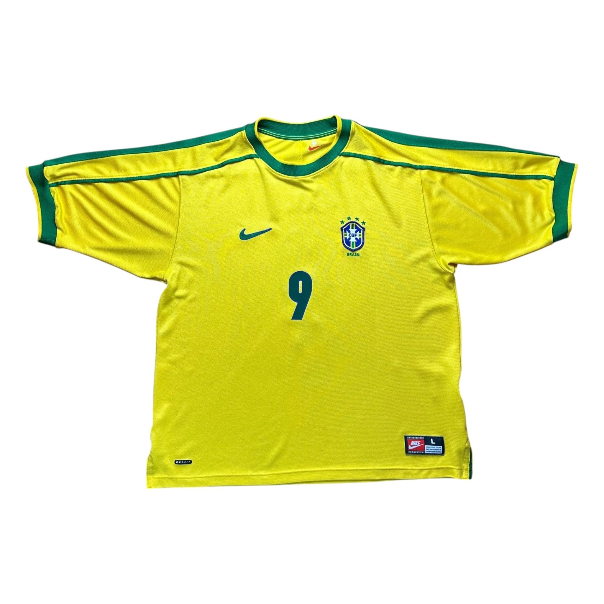 Brazil 1998 Home Shirt (L) Ronaldo 9 - Kitplug
