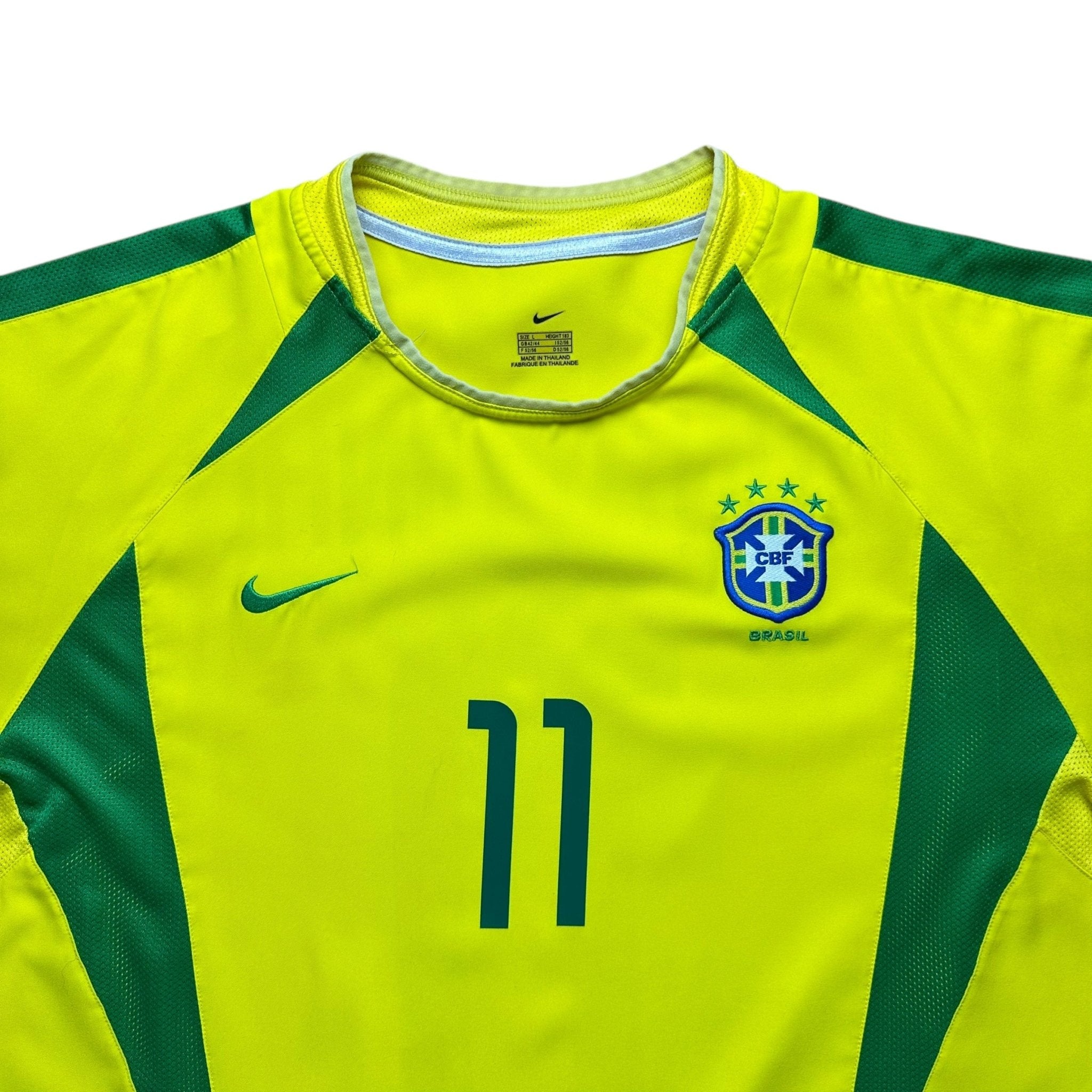 Brazil 2002 Home Shirt (L) Ronaldinho 11 - Kitplug
