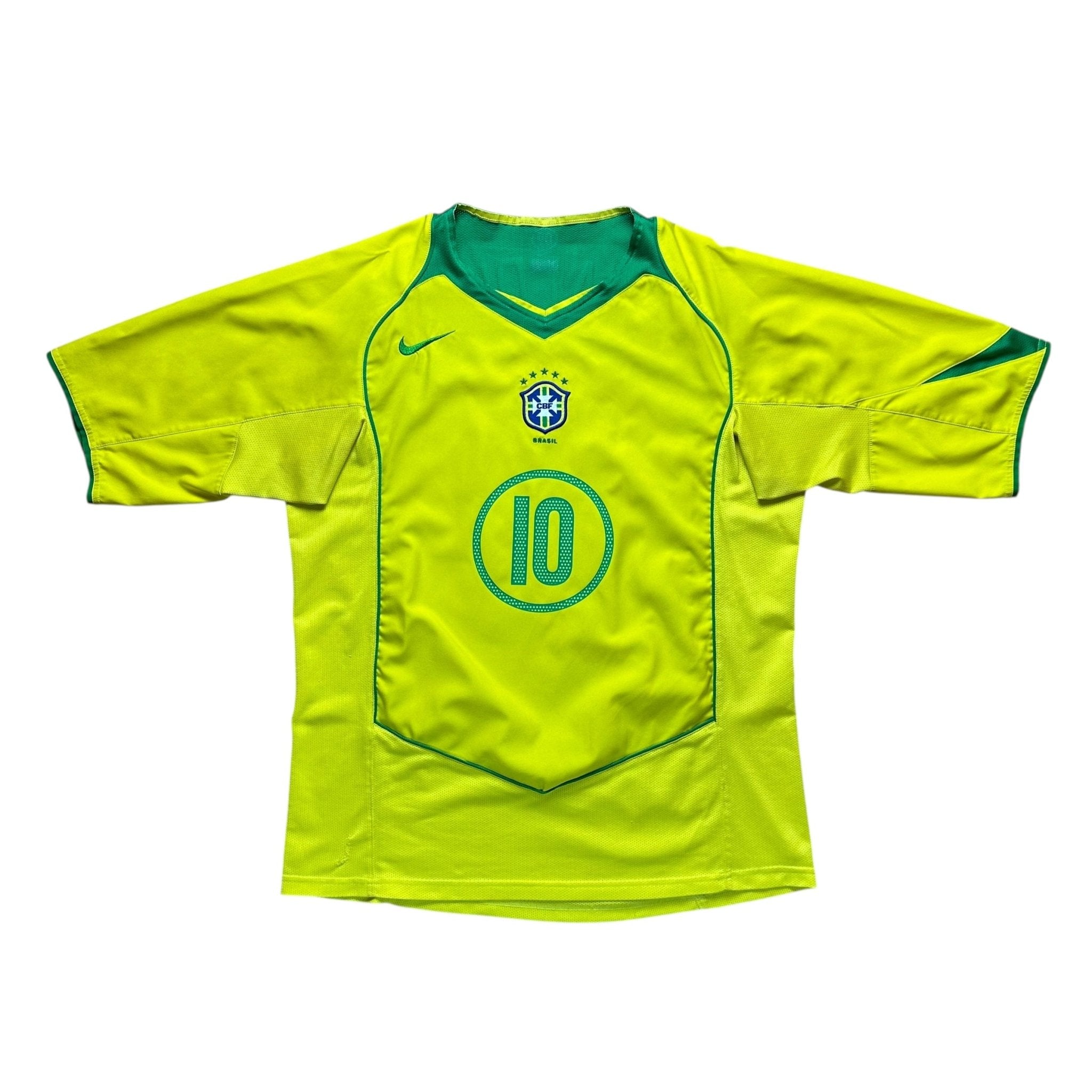 Brazil 2004 Home Shirt (M) Ronaldinho 10 - Kitplug