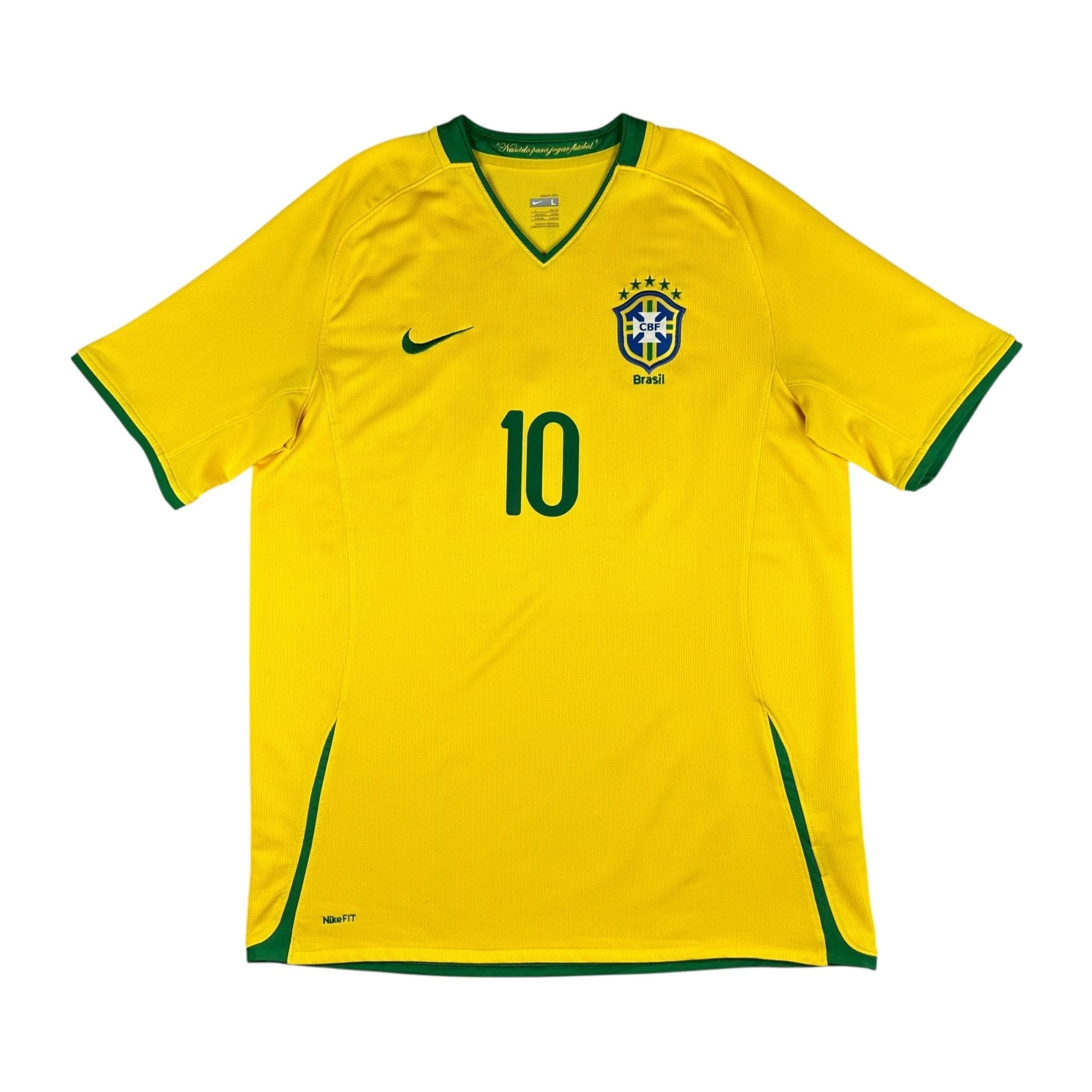 Brazil 2008 Home Shirt (L) Ronaldinho #10 - Kitplug